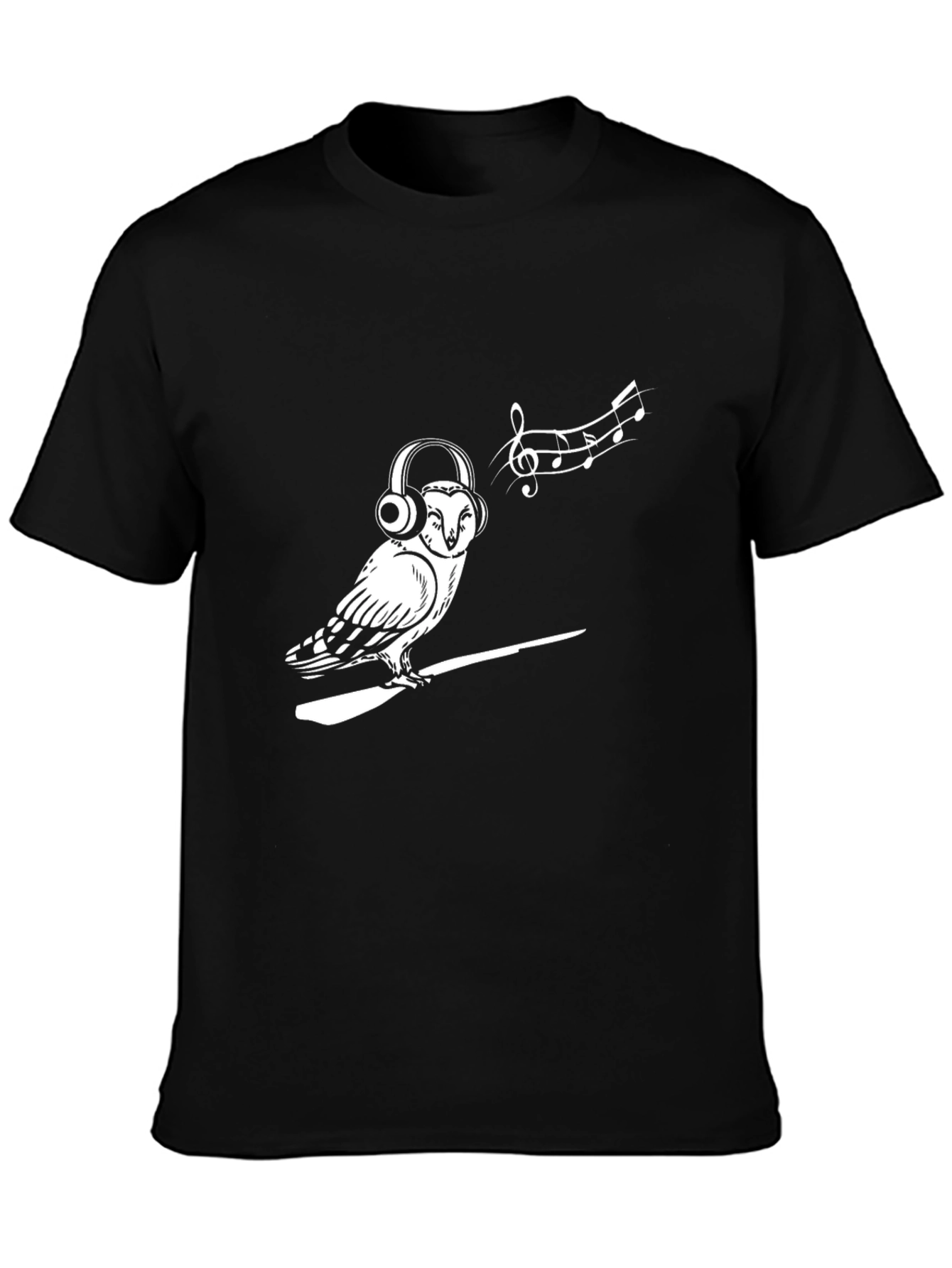 Owl Music Lover Graphic Tee - Black T-Shirt