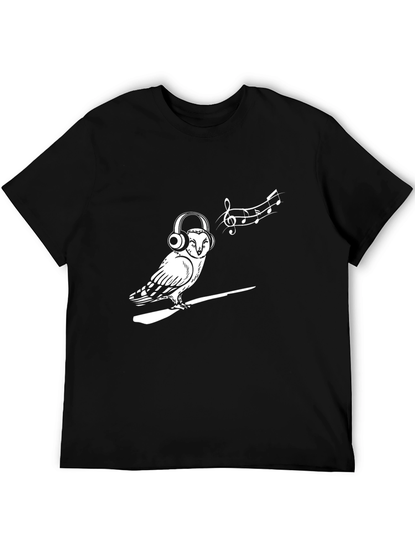 Owl Music Lover Graphic Tee - Black T-Shirt