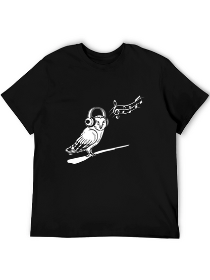 Owl Music Lover Graphic Tee - Black T-Shirt