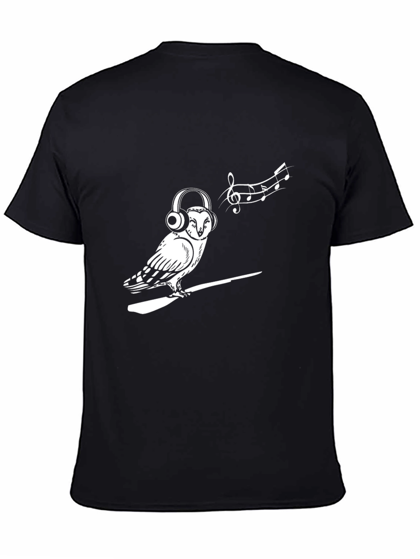Owl Music Lover Graphic Tee - Black T-Shirt