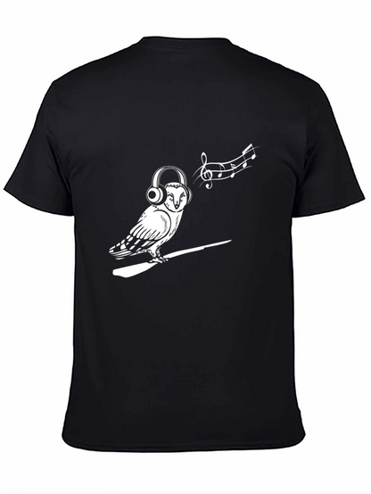 Owl Music Lover Graphic Tee - Black T-Shirt
