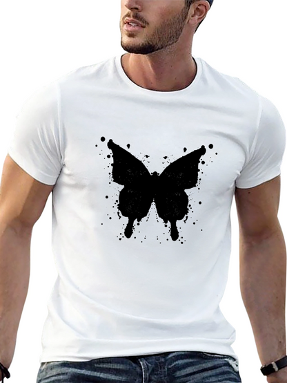 Black Butterfly Splatter Graphic T-Shirt