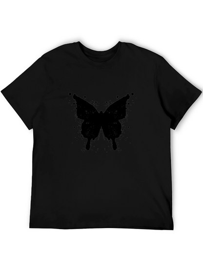 Black Butterfly Splatter Graphic T-Shirt
