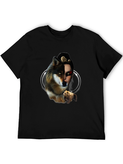 Wolf & Bear Graphic Tee - Unisex Black T-Shirt