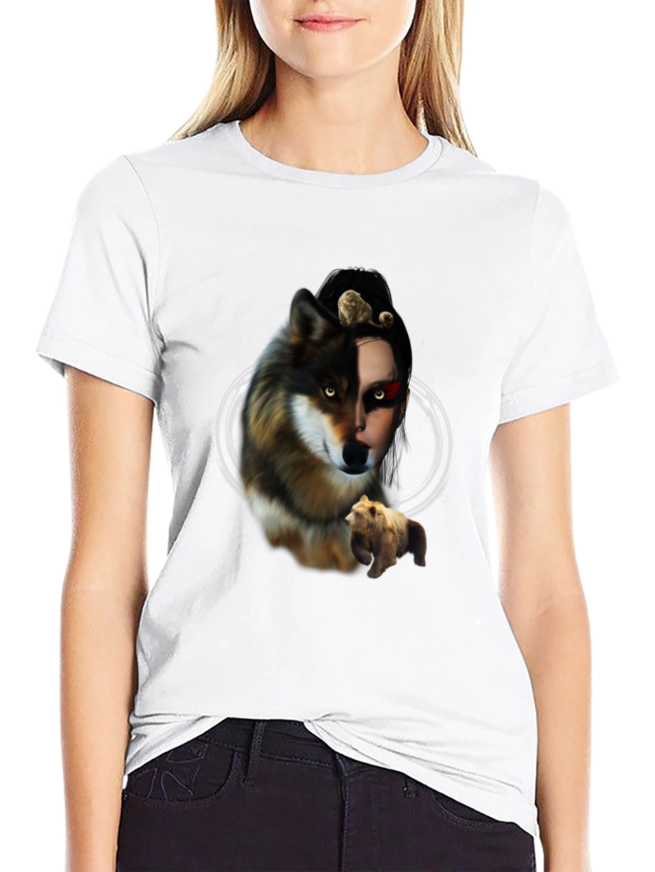 Wolf & Bear Graphic Tee - Unisex Black T-Shirt