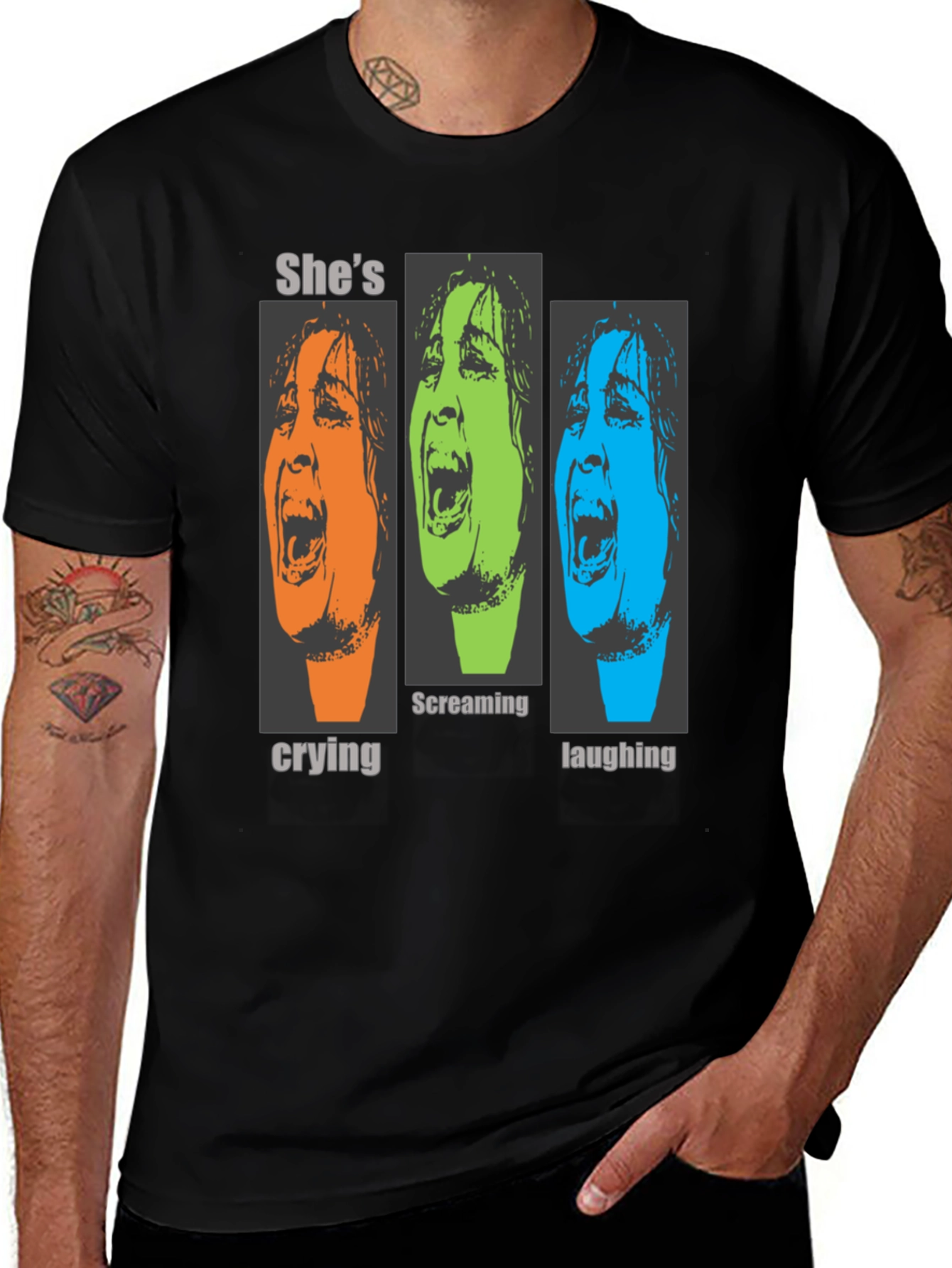 Shes Crying Screaming Laughing Graphic T-Shirt