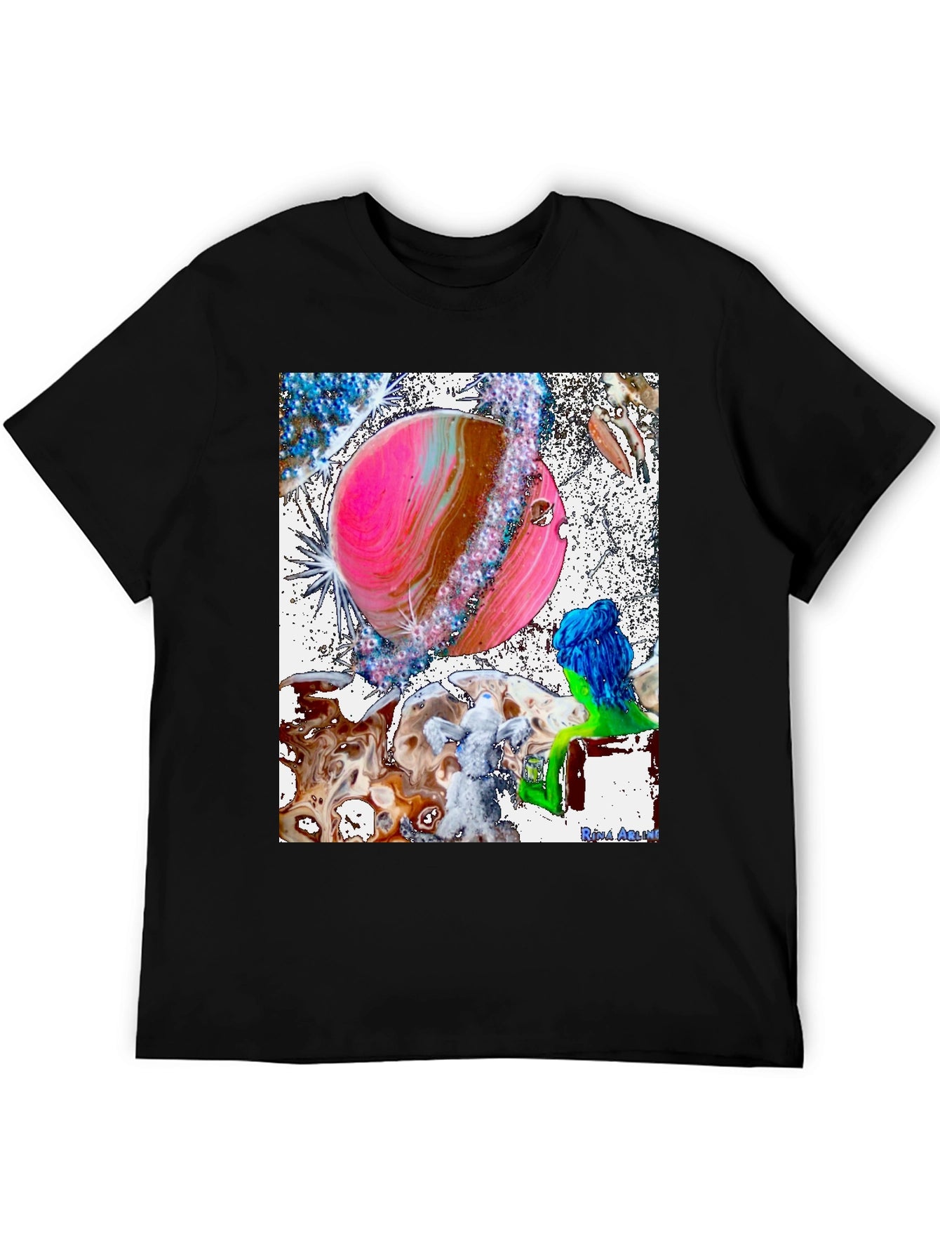Astral Planet Graphic Tee - Black Cotton Comfort