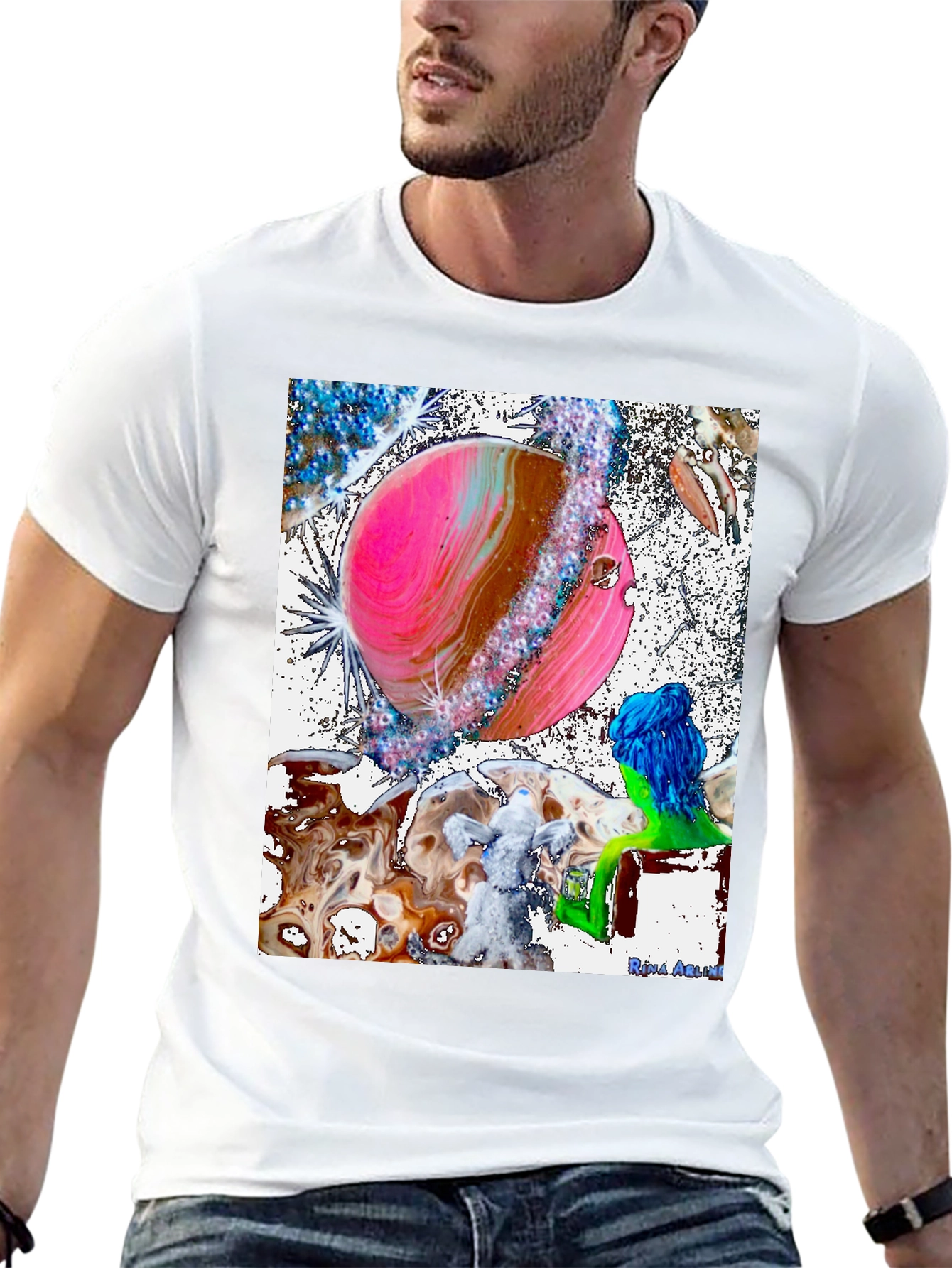 Astral Planet Graphic Tee - Black Cotton Comfort