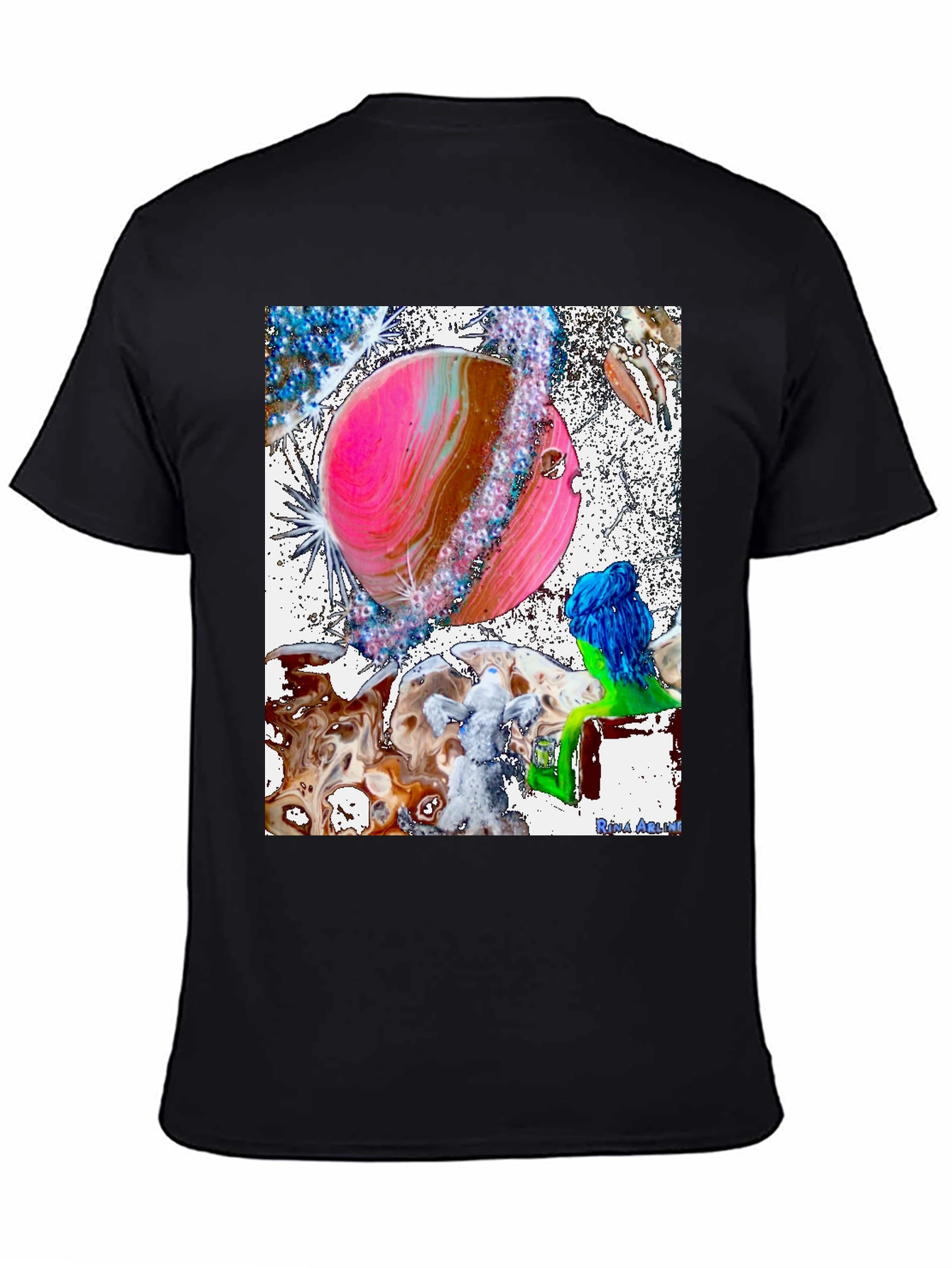 Astral Planet Graphic Tee - Black Cotton Comfort