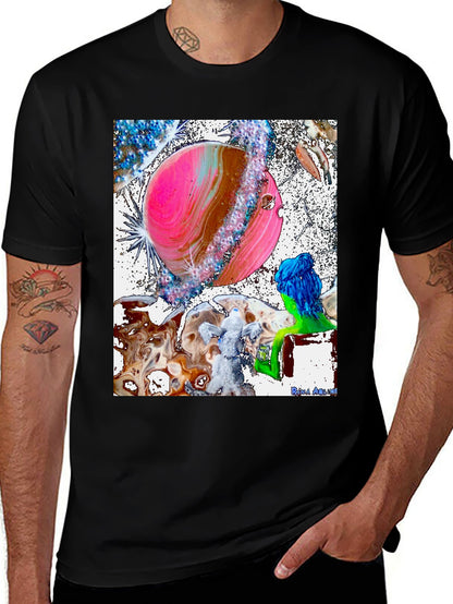 Astral Planet Graphic Tee - Black Cotton Comfort