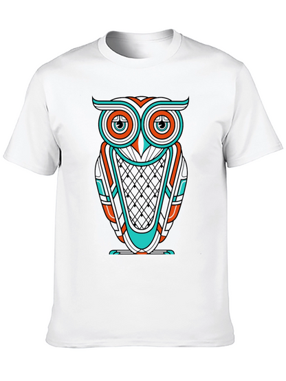 Cool Owl Graphic Print Mens Black T-Shirt