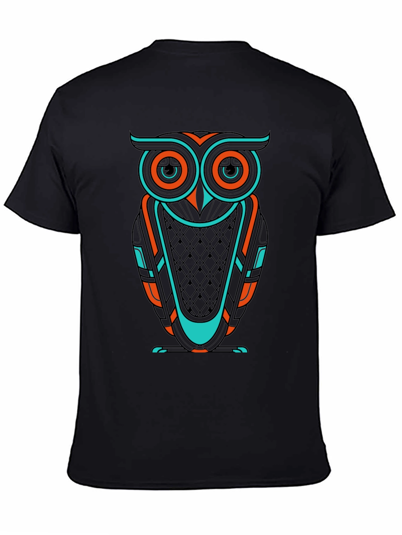 Cool Owl Graphic Print Mens Black T-Shirt