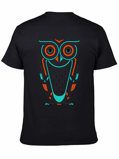 Cool Owl Graphic Print Mens Black T-Shirt