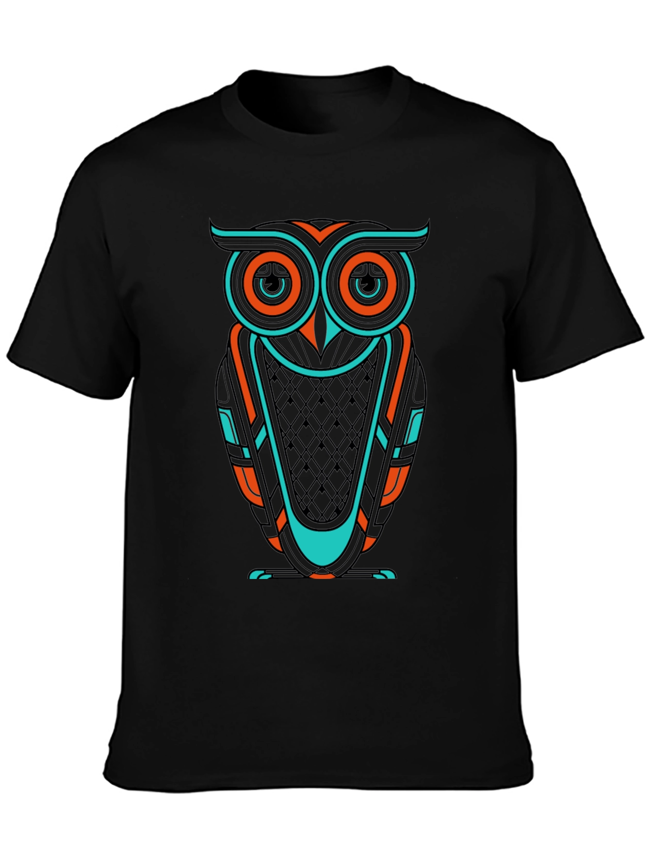 Cool Owl Graphic Print Mens Black T-Shirt