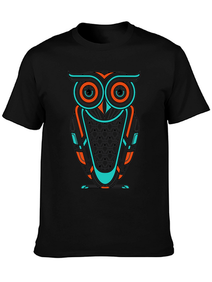 Cool Owl Graphic Print Mens Black T-Shirt
