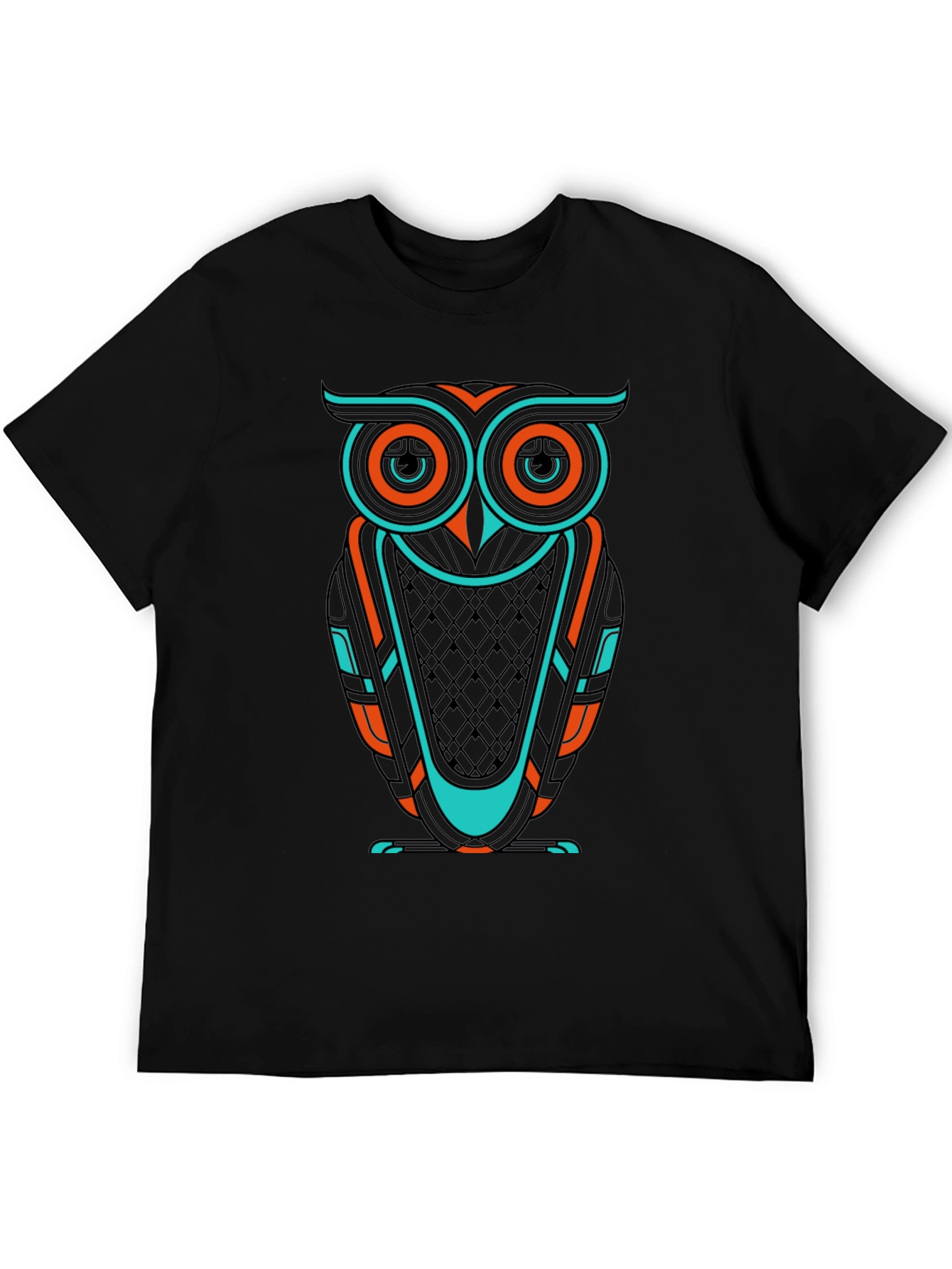 Cool Owl Graphic Print Mens Black T-Shirt