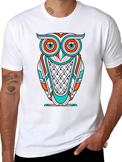 Cool Owl Graphic Print Mens Black T-Shirt