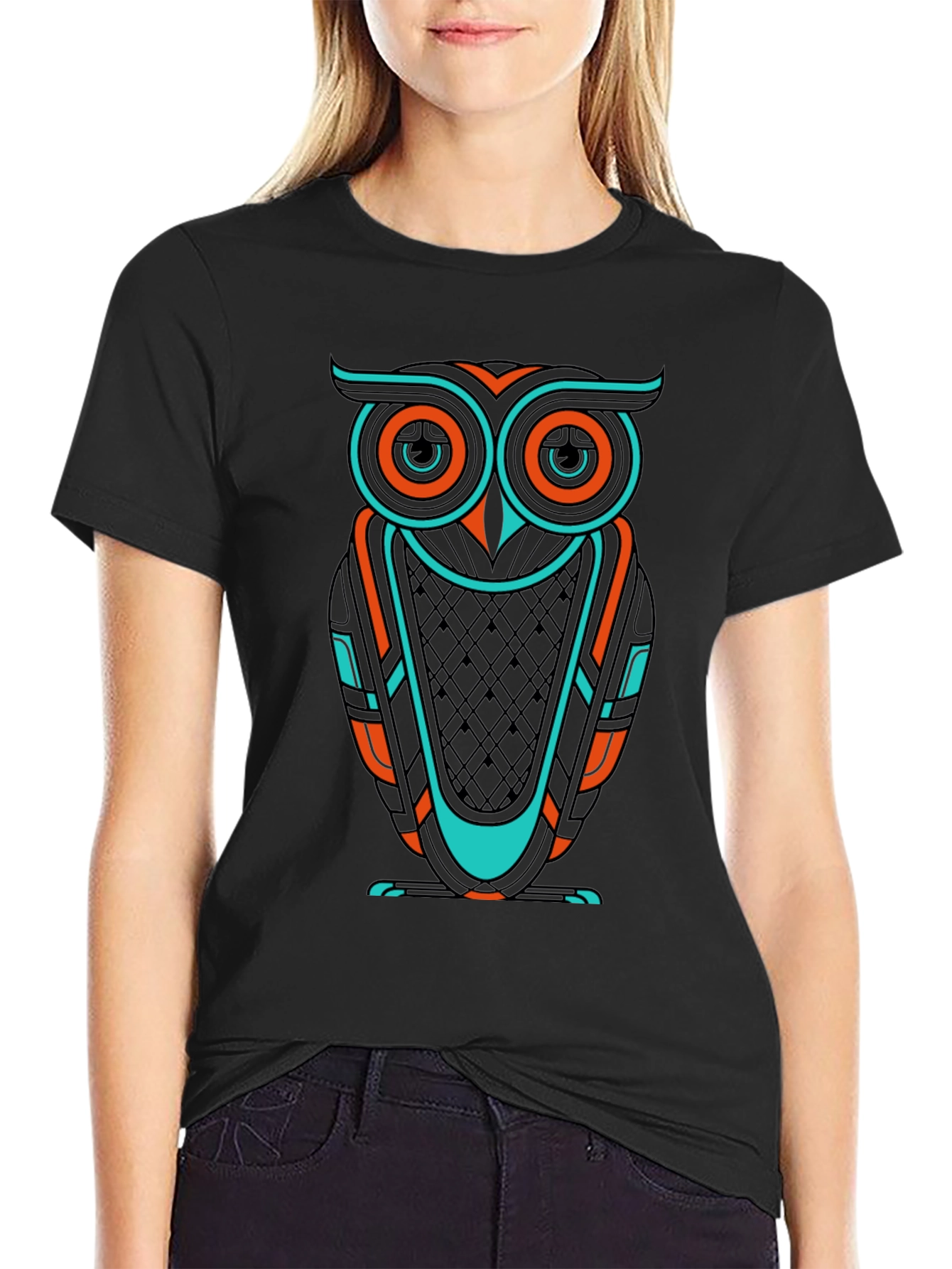 Cool Owl Graphic Print Mens Black T-Shirt