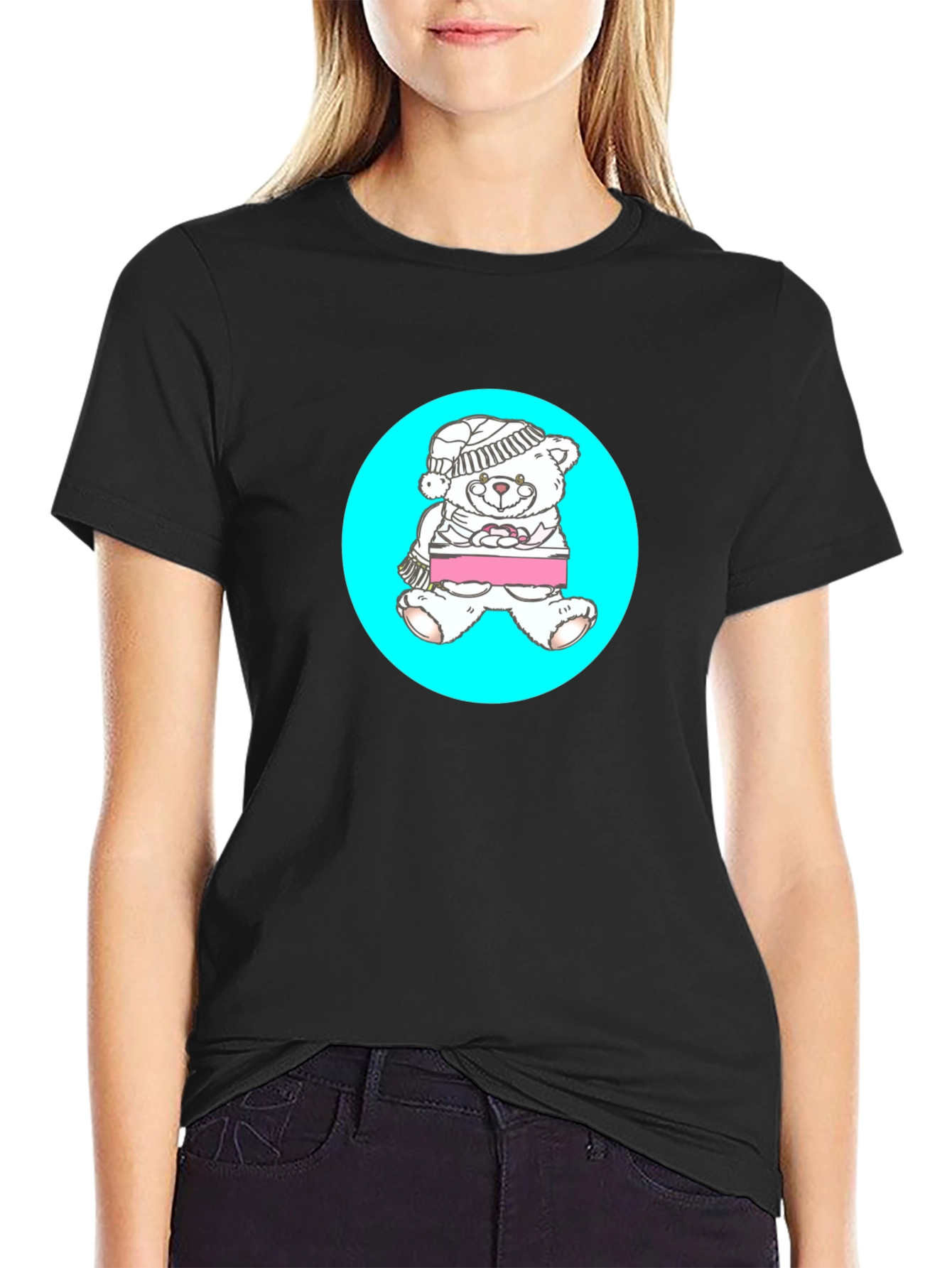 Teddy Bear Graphic Tee - Black Casual Shirt