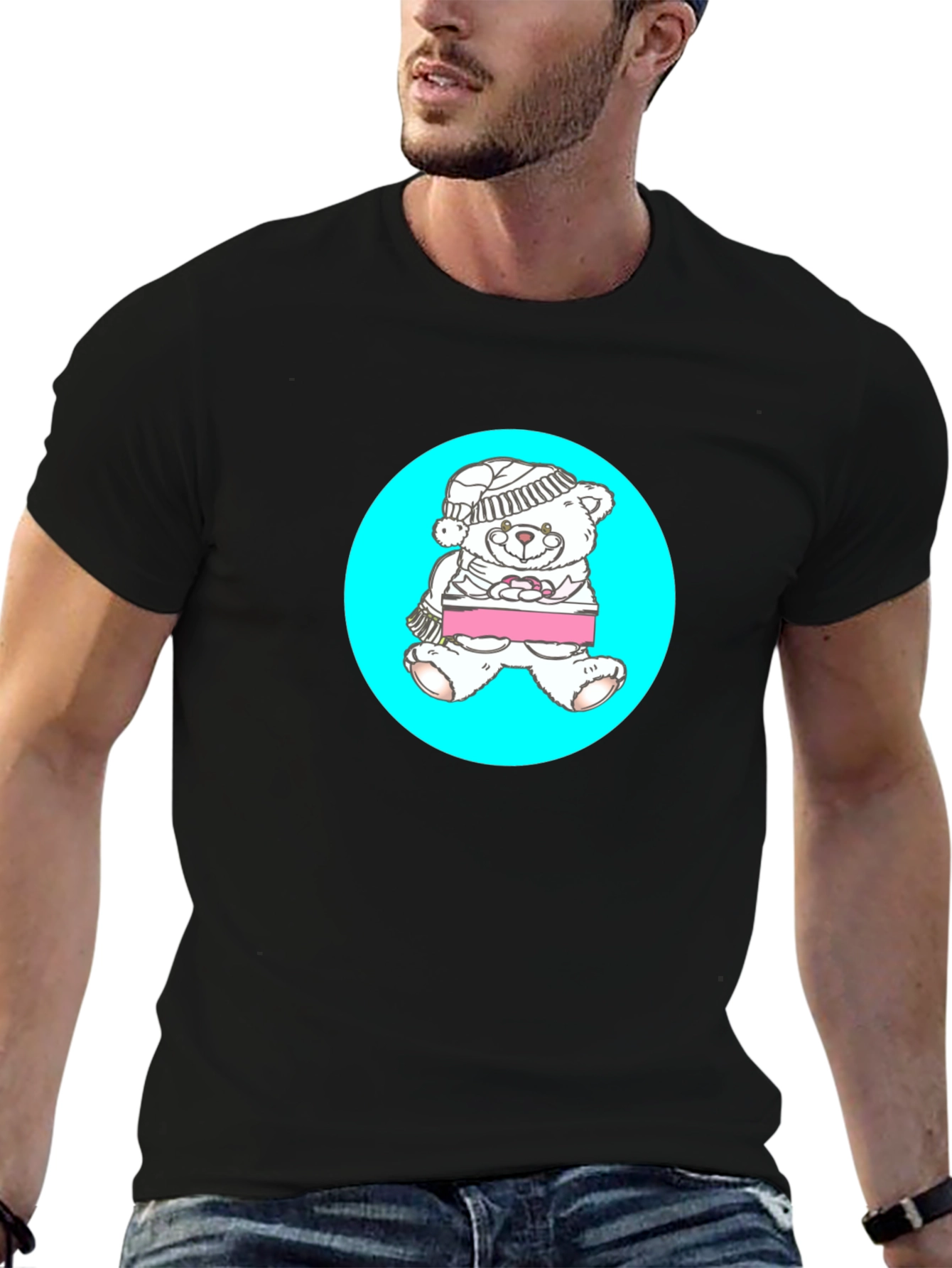 Teddy Bear Graphic Tee - Black Casual Shirt