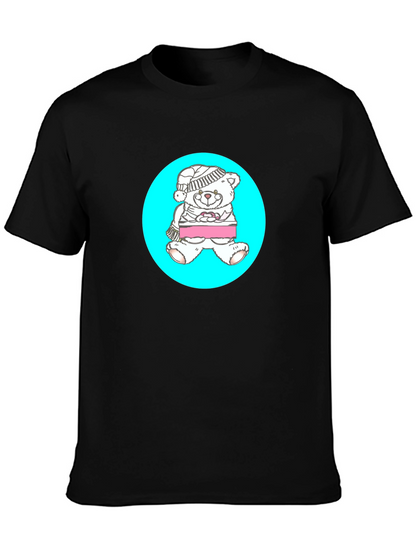 Teddy Bear Graphic Tee - Black Casual Shirt