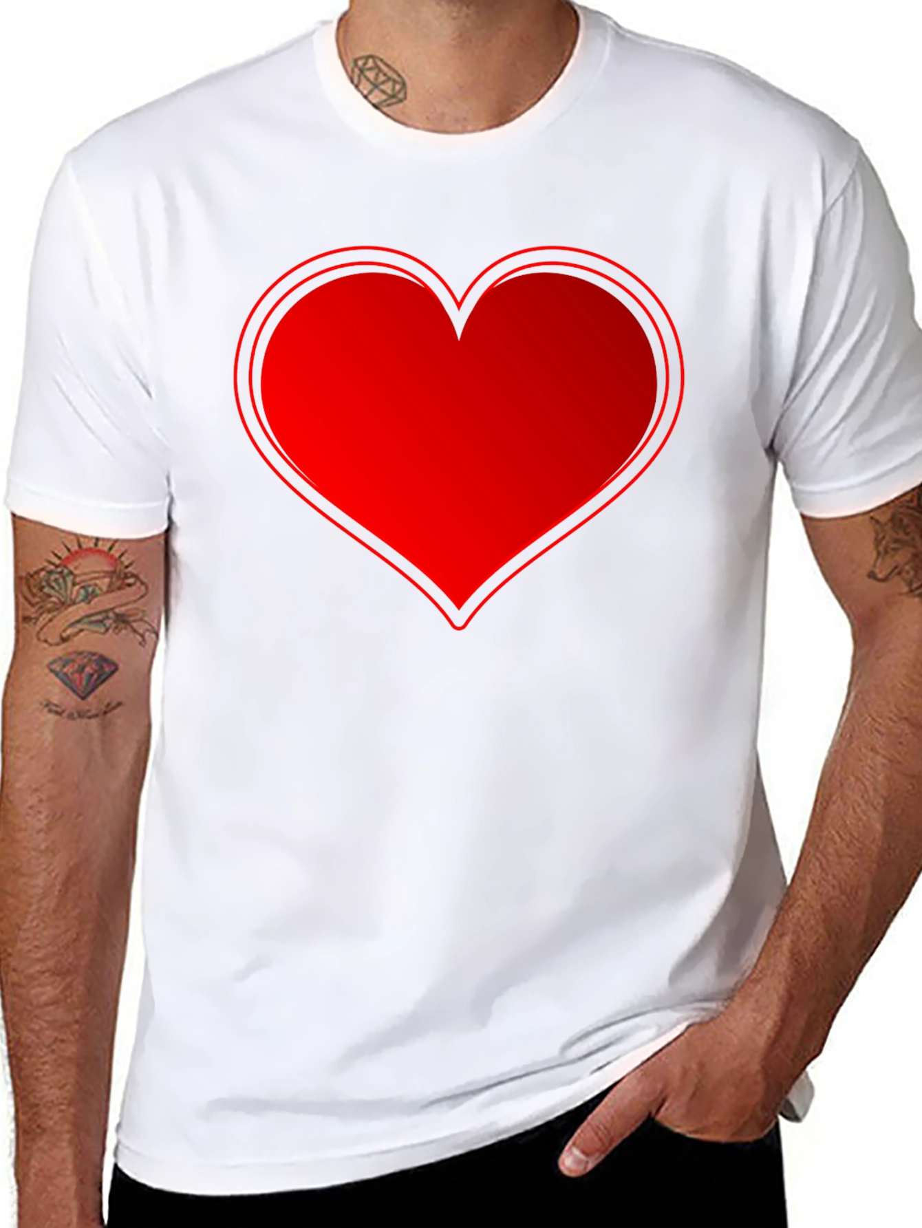 Red Heart Graphic Black T-Shirt