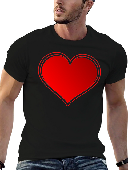 Red Heart Graphic Black T-Shirt
