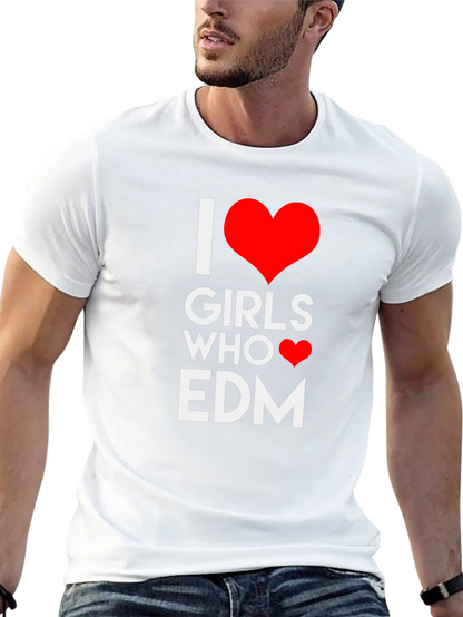 I Heart Girls Who Love EDM Black T-Shirt