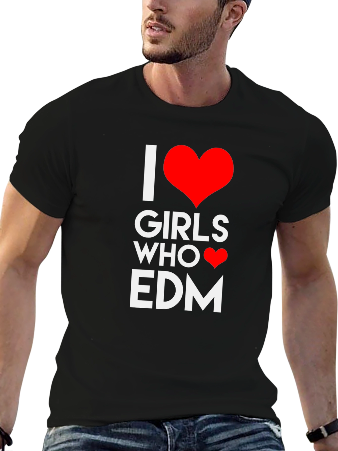 I Heart Girls Who Love EDM Black T-Shirt