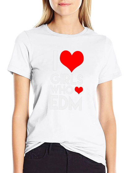 I Heart Girls Who Love EDM Black T-Shirt