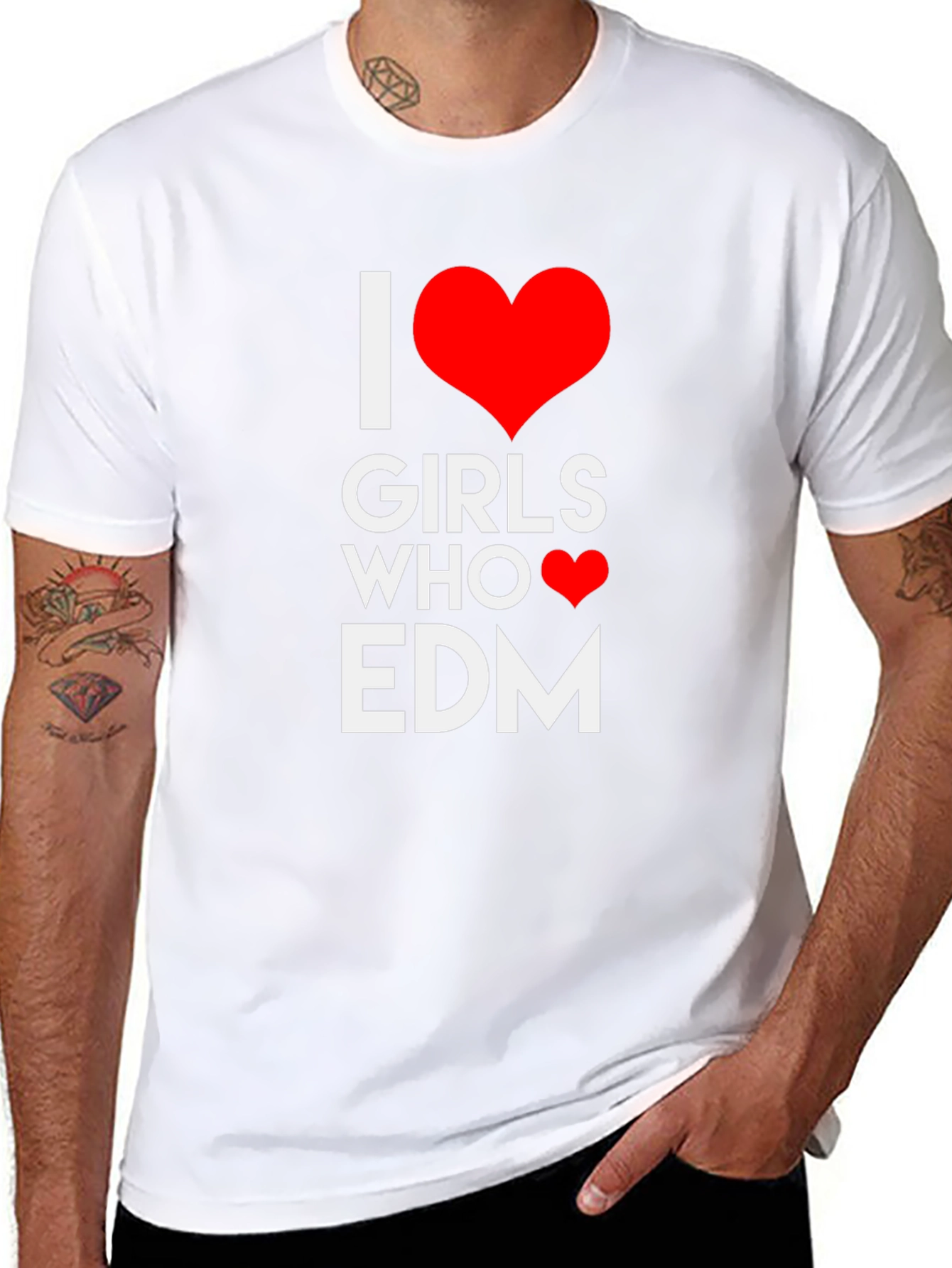 I Heart Girls Who Love EDM Black T-Shirt