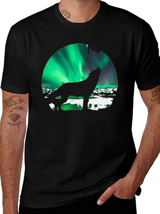 Wolf Howling Aurora Borealis T-Shirt