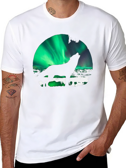 Wolf Howling Aurora Borealis T-Shirt