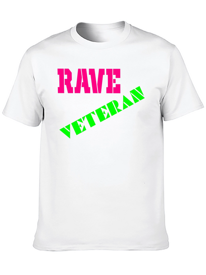 Rave Veteran Graphic T-Shirt - Retro Neon Design