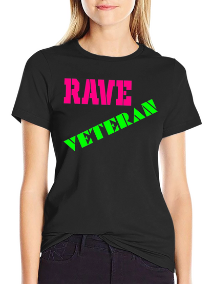 Rave Veteran Graphic T-Shirt - Retro Neon Design