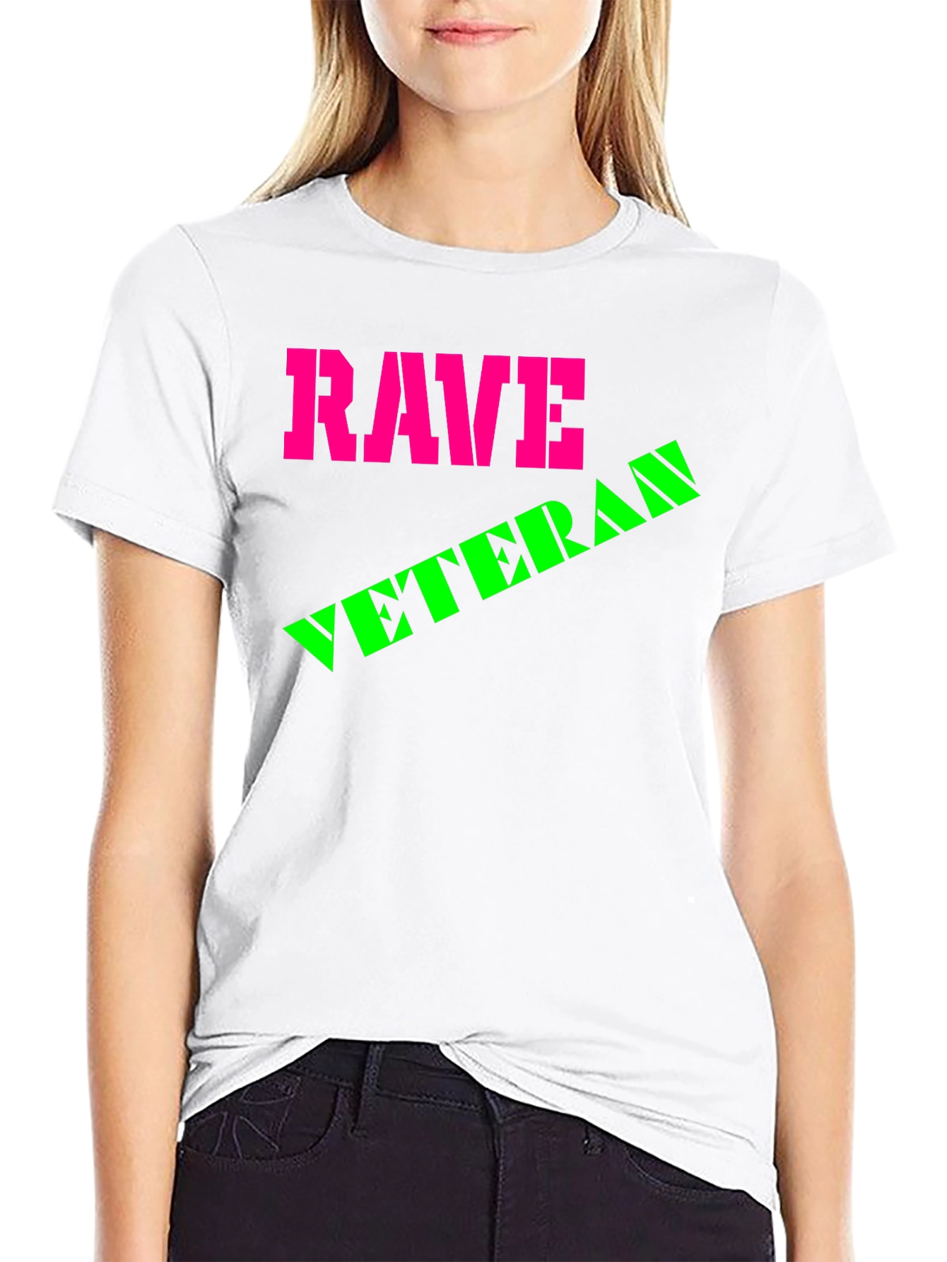 Rave Veteran Graphic T-Shirt - Retro Neon Design