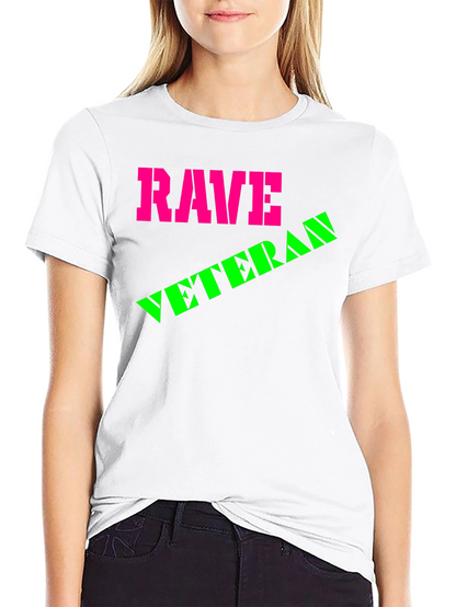 Rave Veteran Graphic T-Shirt - Retro Neon Design