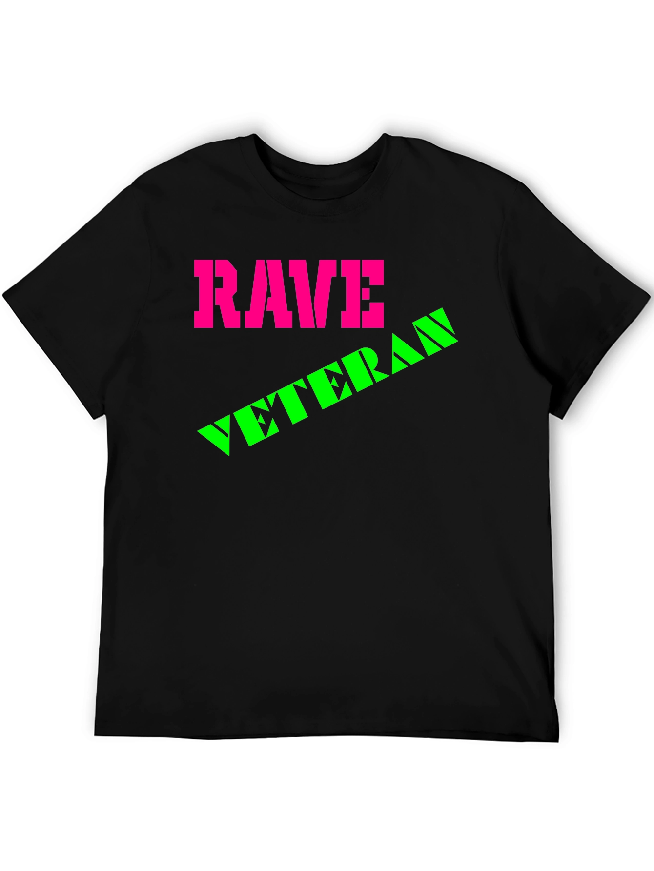 Rave Veteran Graphic T-Shirt - Retro Neon Design