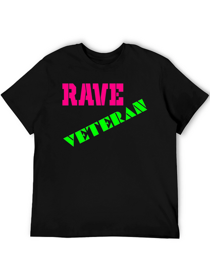 Rave Veteran Graphic T-Shirt - Retro Neon Design