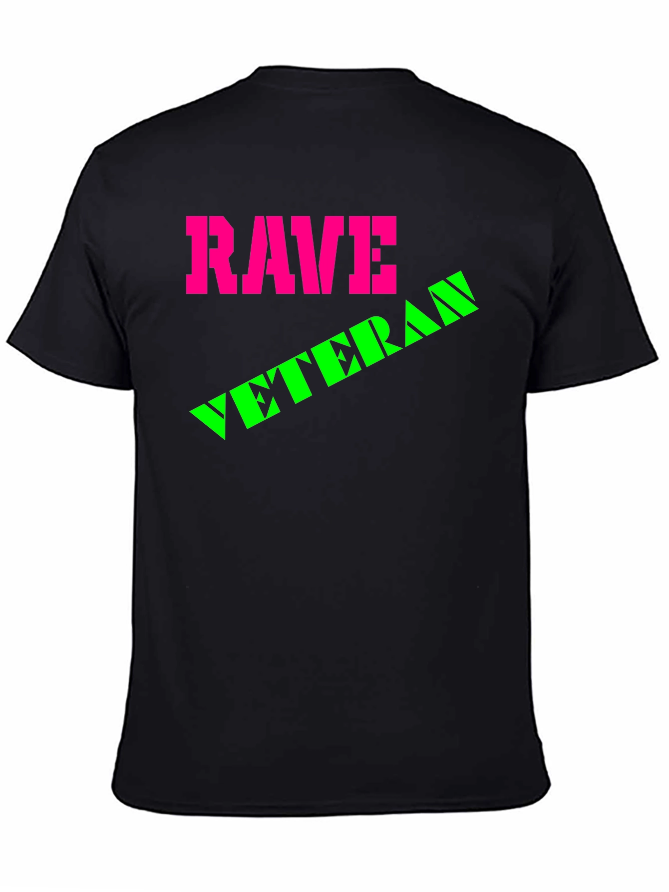 Rave Veteran Graphic T-Shirt - Retro Neon Design