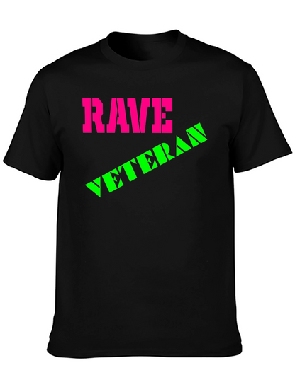 Rave Veteran Graphic T-Shirt - Retro Neon Design