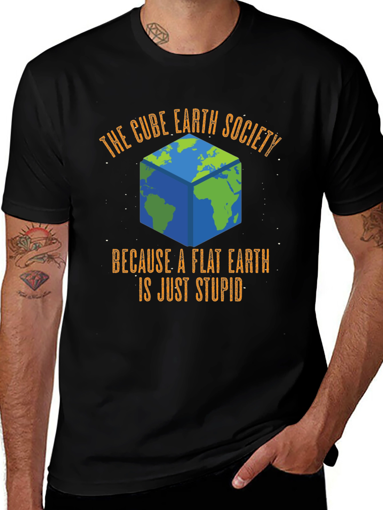 Cube Earth Society Funny Graphic T-Shirt