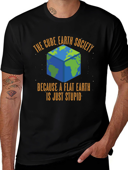 Cube Earth Society Funny Graphic T-Shirt