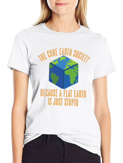 Cube Earth Society Funny Graphic T-Shirt
