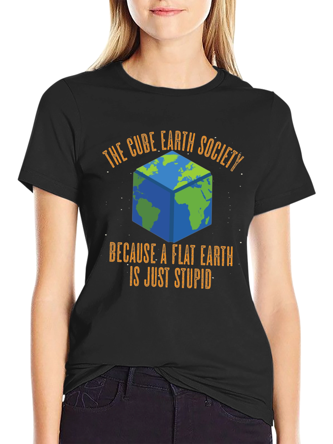Cube Earth Society Funny Graphic T-Shirt