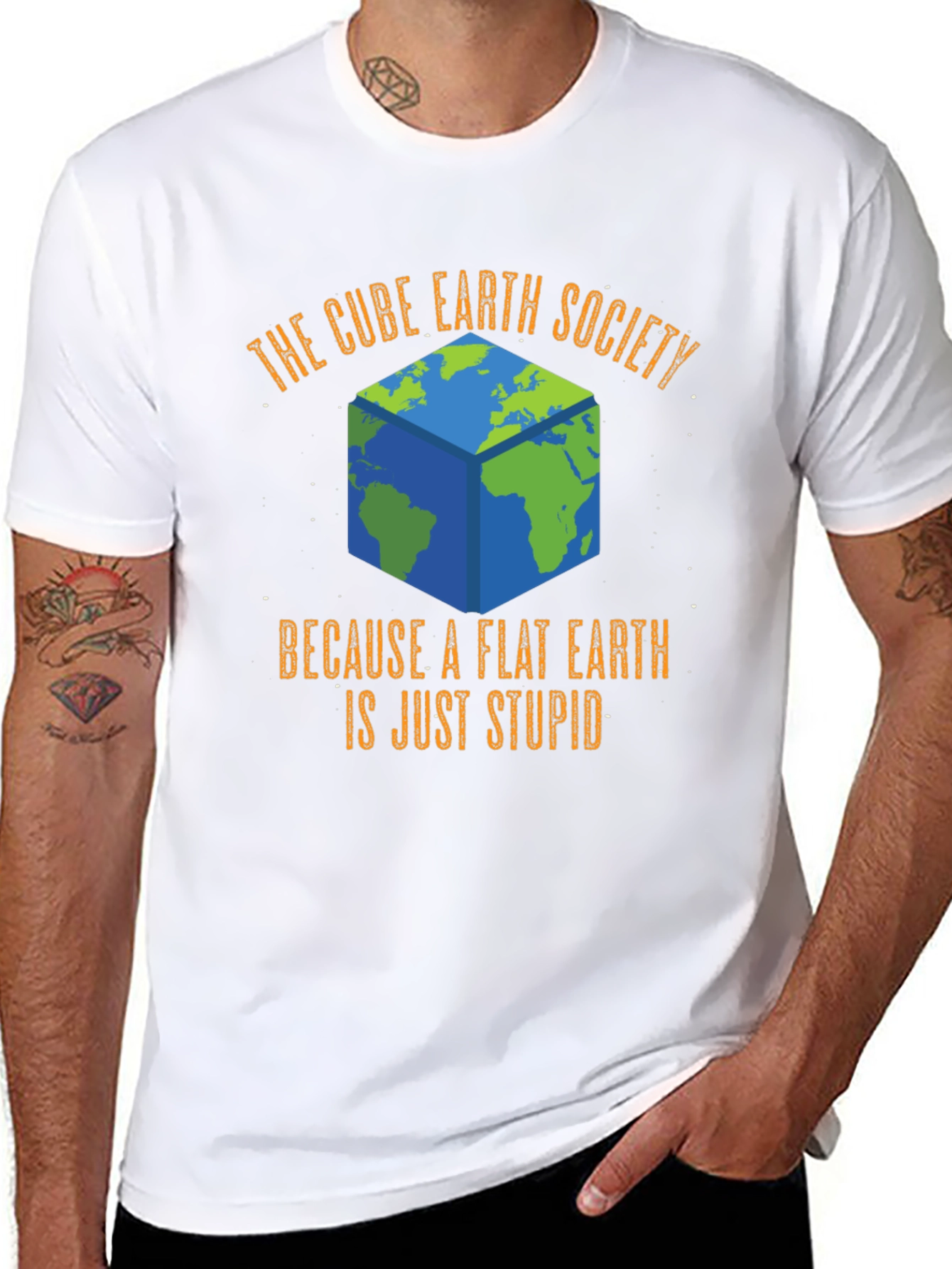 Cube Earth Society Funny Graphic T-Shirt