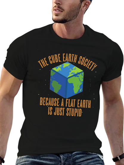 Cube Earth Society Funny Graphic T-Shirt