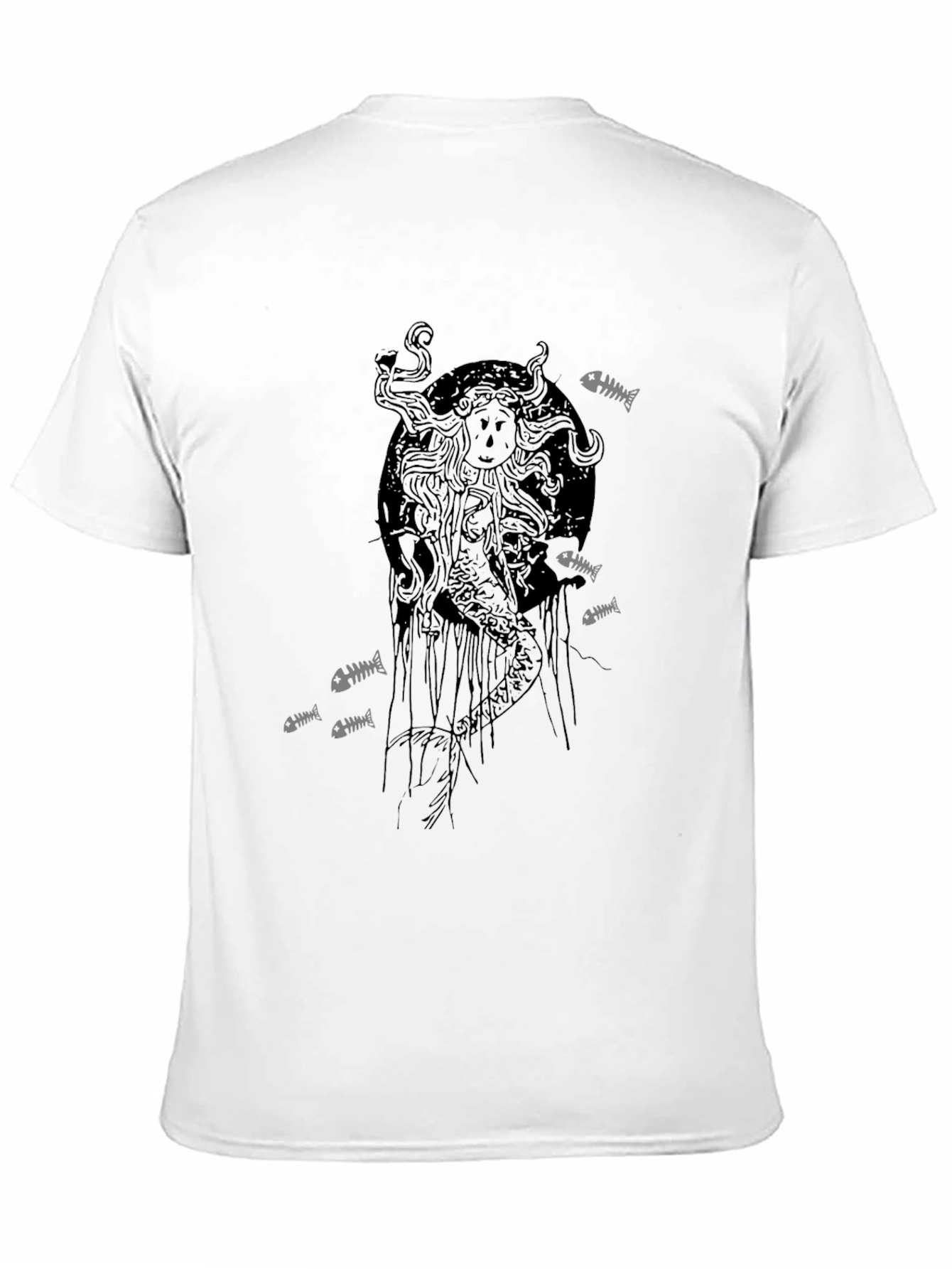 Grim Mermaid Graphic Tee - Black Cotton T-Shirt