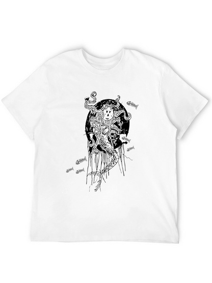 Grim Mermaid Graphic Tee - Black Cotton T-Shirt