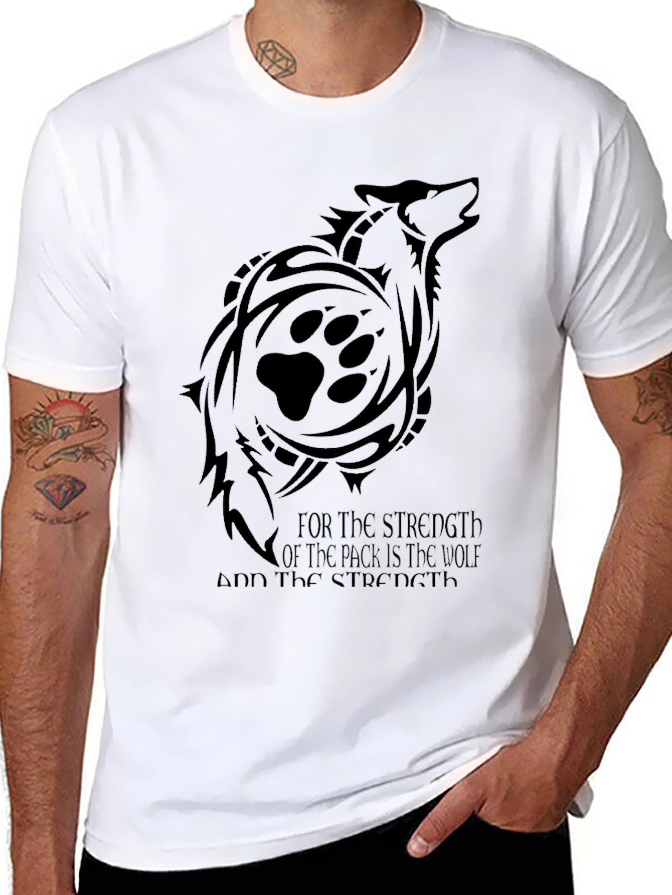 Wolf Pack Strength Graphic Tee - Black